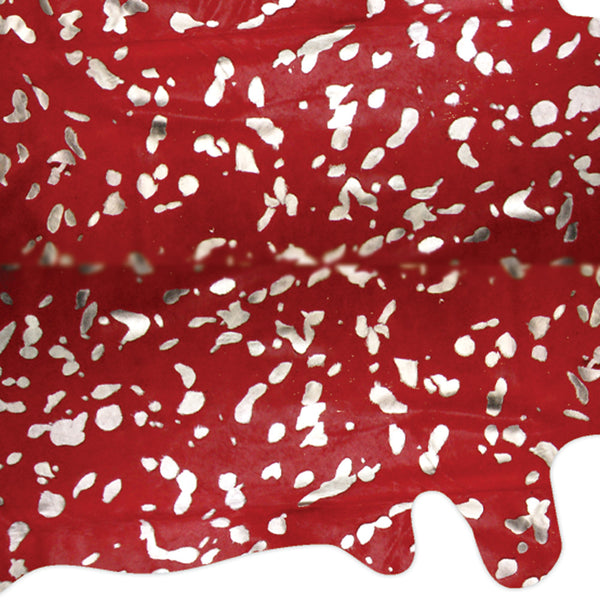 Homeroots 72" X 84" Red And Silver Cowhide - Area Rug Red,Silver Cowhide 317278