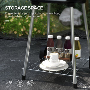 English Elm Outsunny Square Charcoal Grill Enameled Steel Bbq Smoker with Wheels for Outdoor Cooking W2225P200659