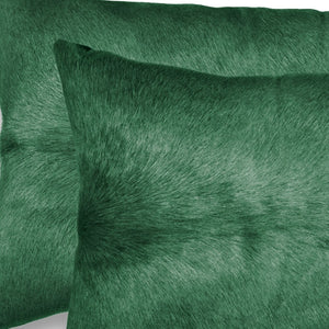 HomeRoots Set of Two Luxurious Cowhide Lumbar Throw Pillows for Elegant Home Décor and Comfort Verde 317288