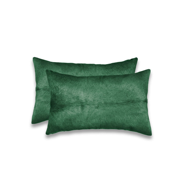 Homeroots Set Of Two 12" X 20" Green Cowhide Throw Pillow Verde  317288