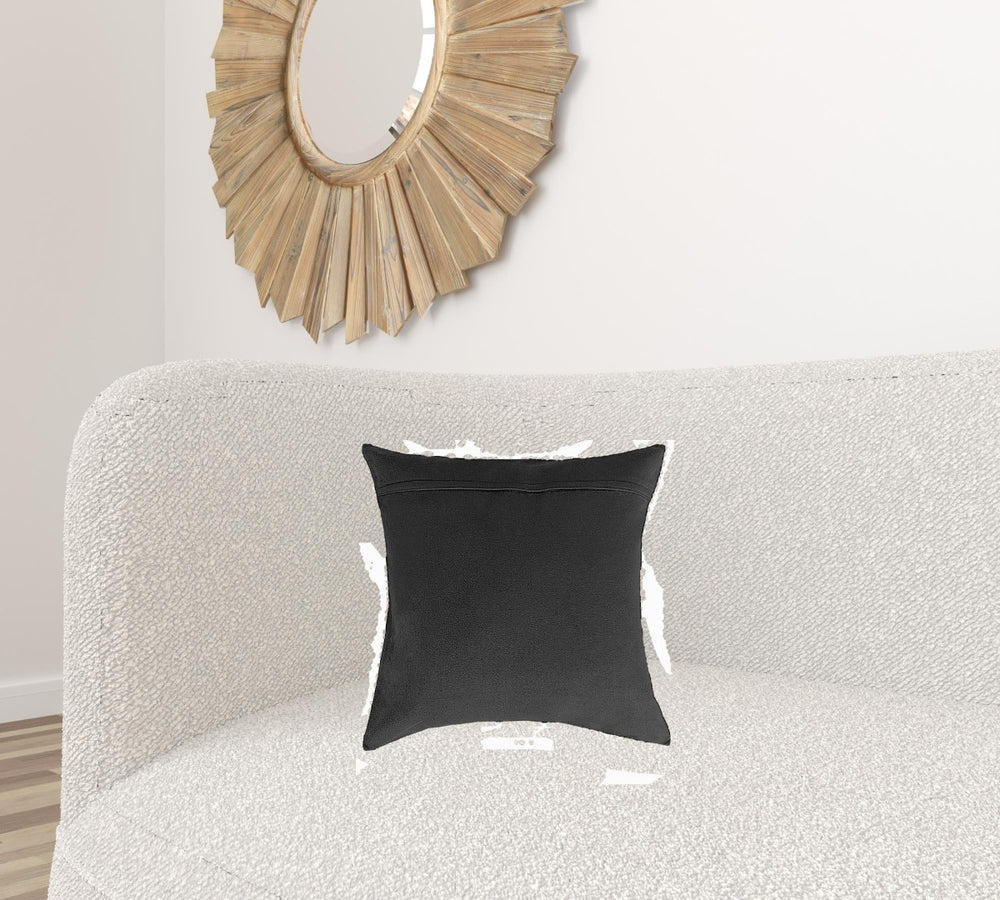 HomeRoots 18" Luxurious Black and White Cowhide Pillow Set - Handcrafted, Reversible Cushions for Chic Decor 317289