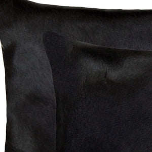 HomeRoots 18" Luxurious Black and White Cowhide Pillow Set - Handcrafted, Reversible Cushions for Chic Decor 317289