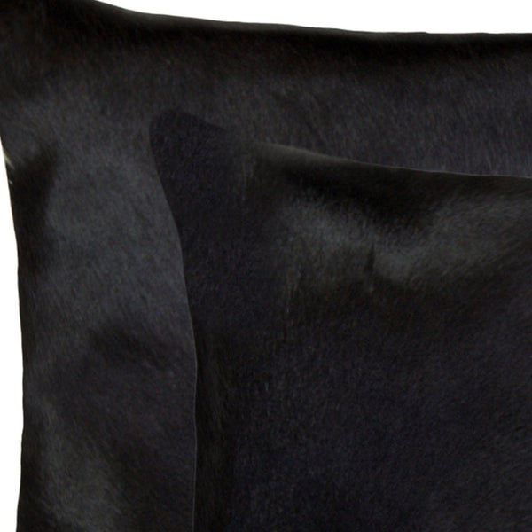 HomeRoots 18" Luxurious Black and White Cowhide Pillow Set - Handcrafted, Reversible Cushions for Chic Decor 317289