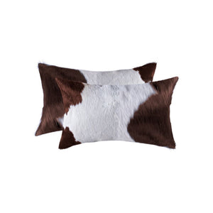 Homeroots Set Of Two 12" X 20" Brown And White Genuine Cowhide Throw Pillows White,Brown  317290