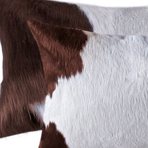 Homeroots Set Of Two 12" X 20" Brown And White Genuine Cowhide Throw Pillows White,Brown  317290