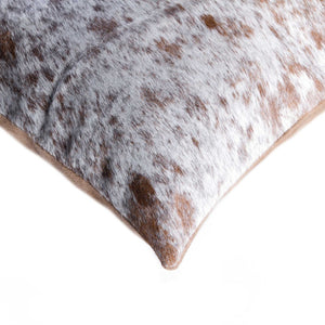 HomeRoots Set of Two Luxurious Cowhide Lumbar Throw Pillows for Elegant Home Décor and Comfort Salt/Pepper Brown/White 317291