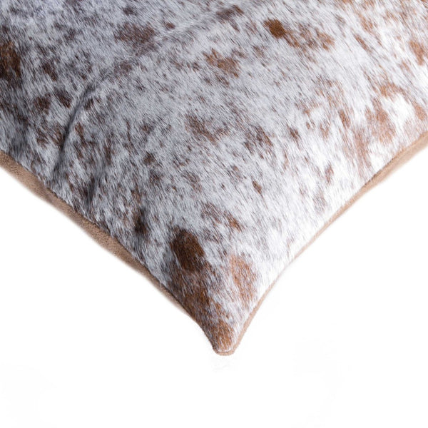 HomeRoots Set of Two Luxurious Cowhide Lumbar Throw Pillows for Elegant Home Décor and Comfort Salt/Pepper Brown/White 317291