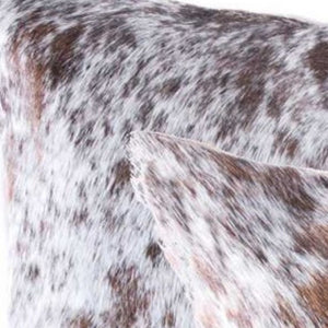 HomeRoots Set of Two Luxurious Cowhide Lumbar Throw Pillows for Elegant Home Décor and Comfort Salt/Pepper Brown/White 317291