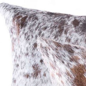 HomeRoots Set of Two Luxurious Cowhide Lumbar Throw Pillows for Elegant Home Décor and Comfort Salt/Pepper Brown/White 317291
