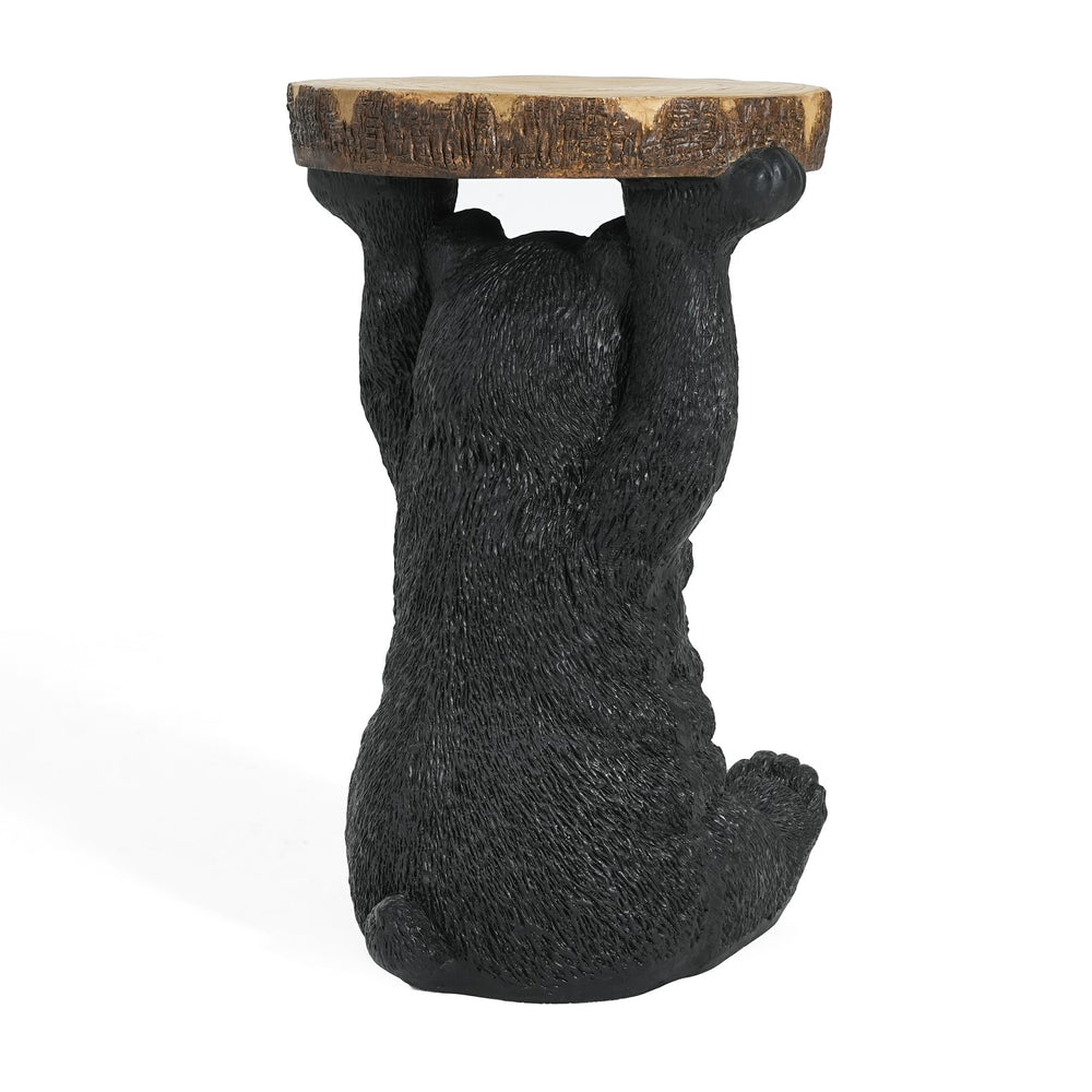 English Elm Christopher Knight Home® - Black Bear MGO Side Table Pedestal — Hand-Painted Resin Bear Stool with Faux Wood Top, Indoor/Outdoor Decor N765P353629K