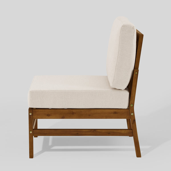 English Elm Walker Edison - Acacia Solid Acacia Wood Chevron Armless Sectional Set Dark Brown - 3-Piece + Coffee Table, Weather-Resistant Upholstery, Sustainable Craftsmanship B185P326697