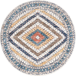 Unique Loom Blue 5' Round Aramis Rug - Vibrant Blue Design For A Stunning Addition To Any Home Decor Style Blue  3173083-unique-loom