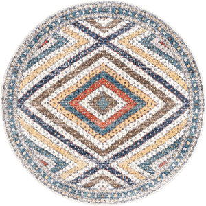 Unique Loom Blue 5' Round Aramis Rug - Vibrant Blue Design For A Stunning Addition To Any Home Decor Style Blue  3173084-unique-loom