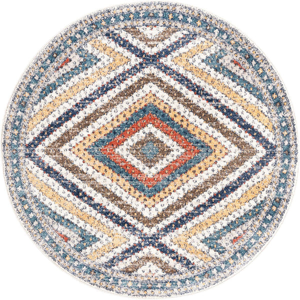 Unique Loom Blue 5' Round Aramis Rug - Vibrant Blue Design For A Stunning Addition To Any Home Decor Style Blue  3173084-unique-loom