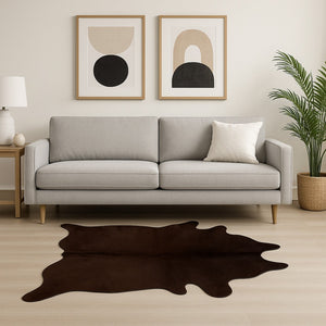 HomeRoots 5' X 7' Cowhide Print Area Rug - Luxurious Texture with Contemporary Style for Modern Living Spaces Chocolate 317309
