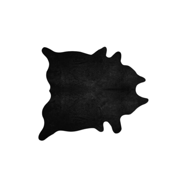 HomeRoots 5' X 7' Cowhide Print Area Rug - Luxurious Texture with Contemporary Style for Modern Living Spaces Black 317310