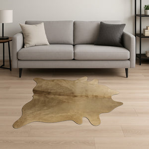 HomeRoots 5' X 7' Cowhide Print Area Rug - Luxurious Texture with Contemporary Style for Modern Living Spaces Taupe 317314