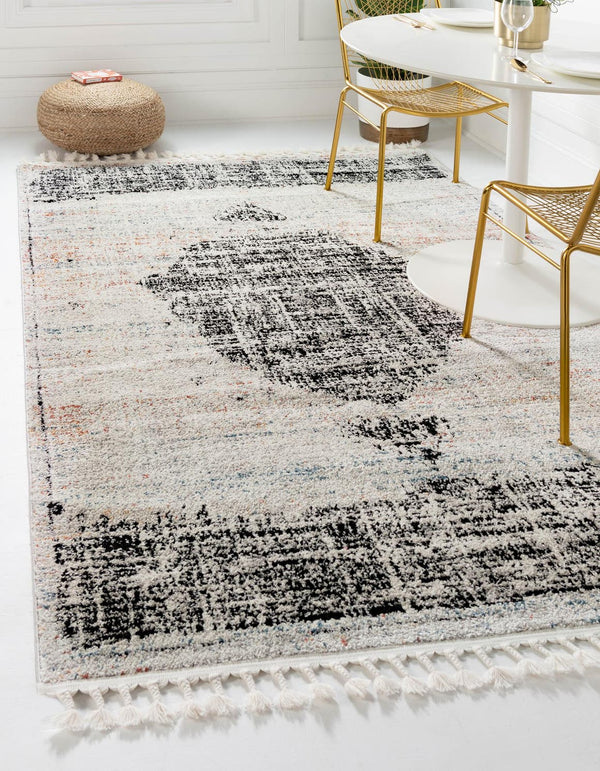 Unique Loom Gray 2' X 8' Aramis Runner - Elegant High-traffic Rug For Hallways & Entryways, Durable Design Ivory  3173166-unique-loom