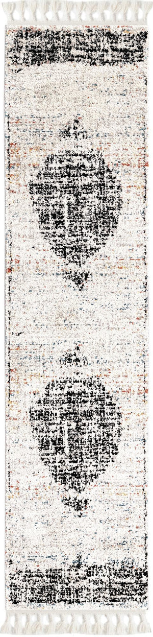 Unique Loom Gray 2' X 8' Aramis Runner - Elegant High-traffic Rug For Hallways & Entryways, Durable Design Ivory  3173176-unique-loom