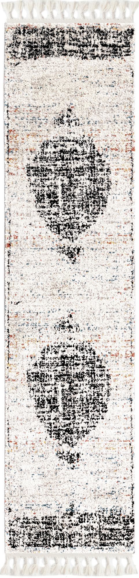 Unique Loom Gray 2' X 8' Aramis Runner - Elegant High-traffic Rug For Hallways & Entryways, Durable Design Ivory  3173176-unique-loom