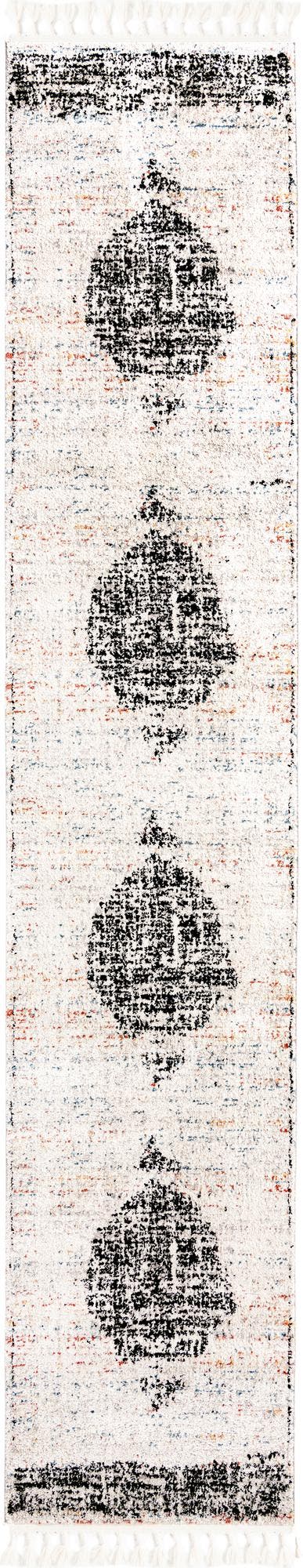 Unique Loom Gray 2' X 8' Aramis Runner - Elegant High-traffic Rug For Hallways & Entryways, Durable Design Ivory  3173177-unique-loom