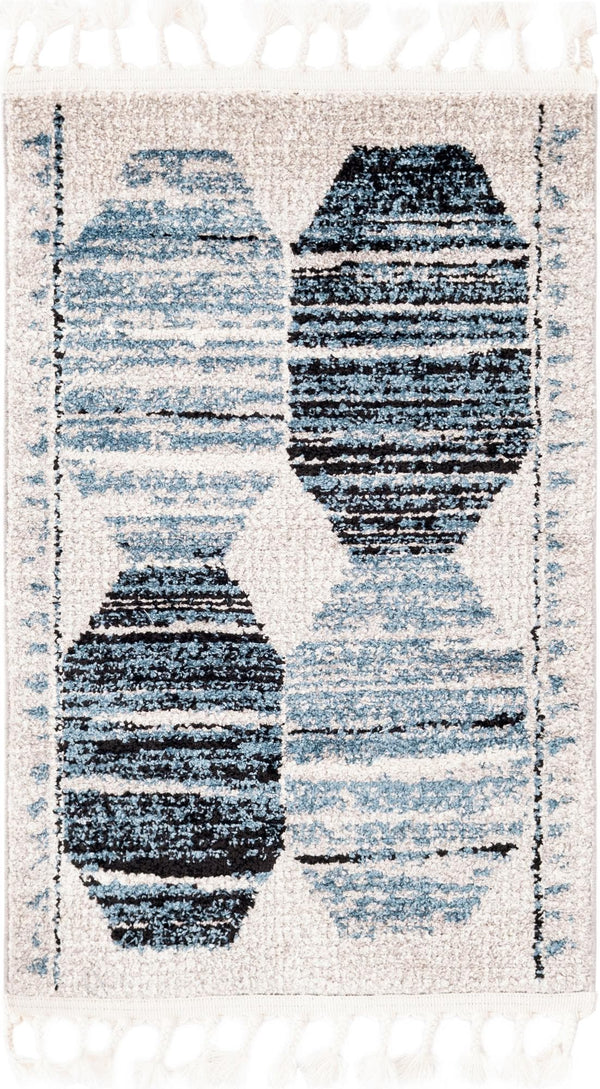Unique Loom Gray 2' X 8' Aramis Runner - Elegant High-traffic Rug For Hallways & Entryways, Durable Design Blue  3173183-unique-loom