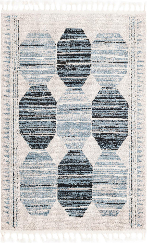 Unique Loom Gray 2' X 8' Aramis Runner - Elegant High-traffic Rug For Hallways & Entryways, Durable Design Blue  3173184-unique-loom