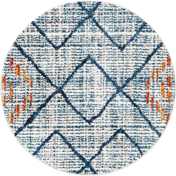 Unique Loom Ivory Aramis Collection Rug - Chic 2' X 3' Design For Brightening Any Small Space With Elegance Blue  3173202-unique-loom