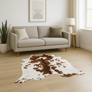 HomeRoots 5' X 7' Cowhide Area Rug – Stylish Rustic Elegance for Modern Living Rooms and Cozy Bedrooms Brown/White 317320