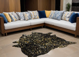 Homeroots 60" X 84" Black And Gold Cowhide - Area Rug Black,Gold Cowhide 317326