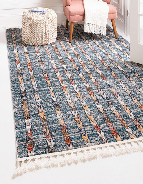 Unique Loom Ivory Aramis Collection Rug - Chic 2' X 3' Design For Brightening Any Small Space With Elegance Blue  3173285-unique-loom