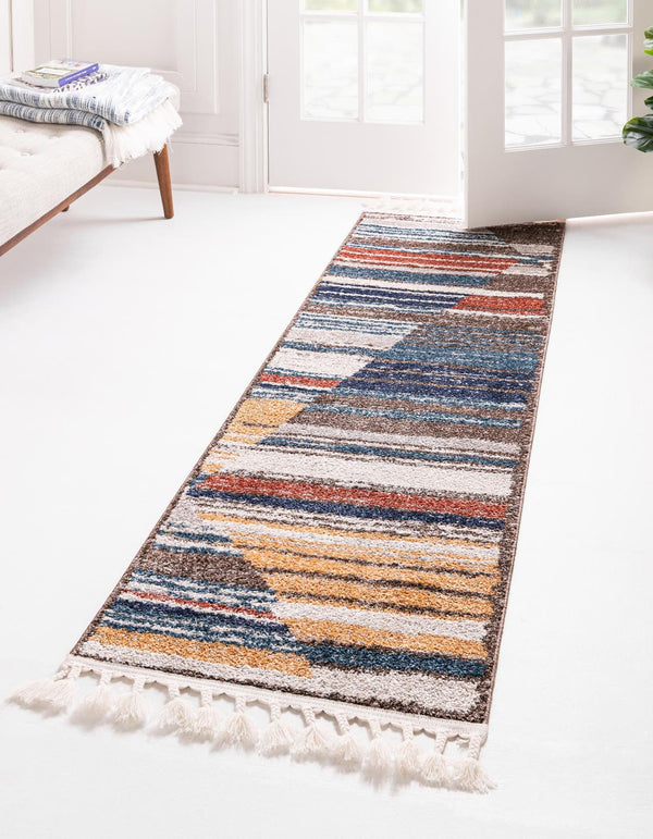 Unique Loom Multi Colorful Aramis Runner - Vibrant, Durable Design For Hallways And Narrow Spaces, 13 Feet Long Multi  3173330-unique-loom