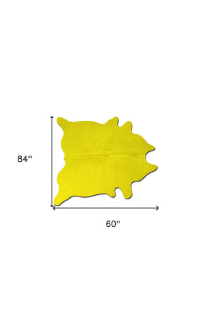 Homeroots 60" X 84" Yellow Cowhide - Area Rug Yellow Cowhide 317336