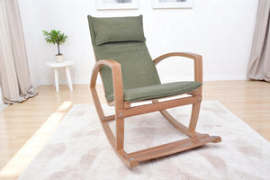 English Elm Modern Children's Rocking Chair with Sturdy Wooden Frame, Upholstered High Back, Washable Fabric, Safe Soothing Motion for Nursery and Playroom (Ages 0-8) Green B029P330084