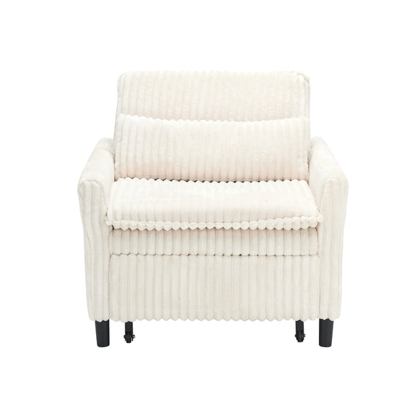 English Elm Beige Corduroy Small Sofa Bed with Pillow, Compact 33"x33" Apartment Chair, Solid Wood Frame W1658P290459