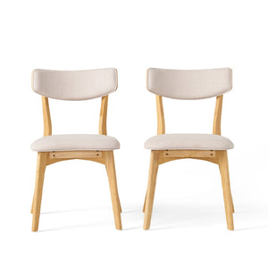 English Elm Caleb Mid Century Upholstered Dining Chairs Rubberwood Tapered Legs Set of 2 Light Beige,Natural N768P379763L