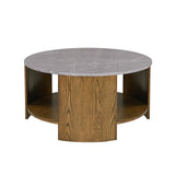 INK+IVY Keegan Modern/Contemporary Round Mixed Material Coffee Table with Shelf II120-0568 Oak/Marble