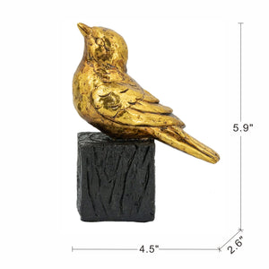 English Elm 4.5X2.5X6" Elegant Gold Resin Songbird Sculpture On Black Faux Branch For Modern Home Décor W2078P406938