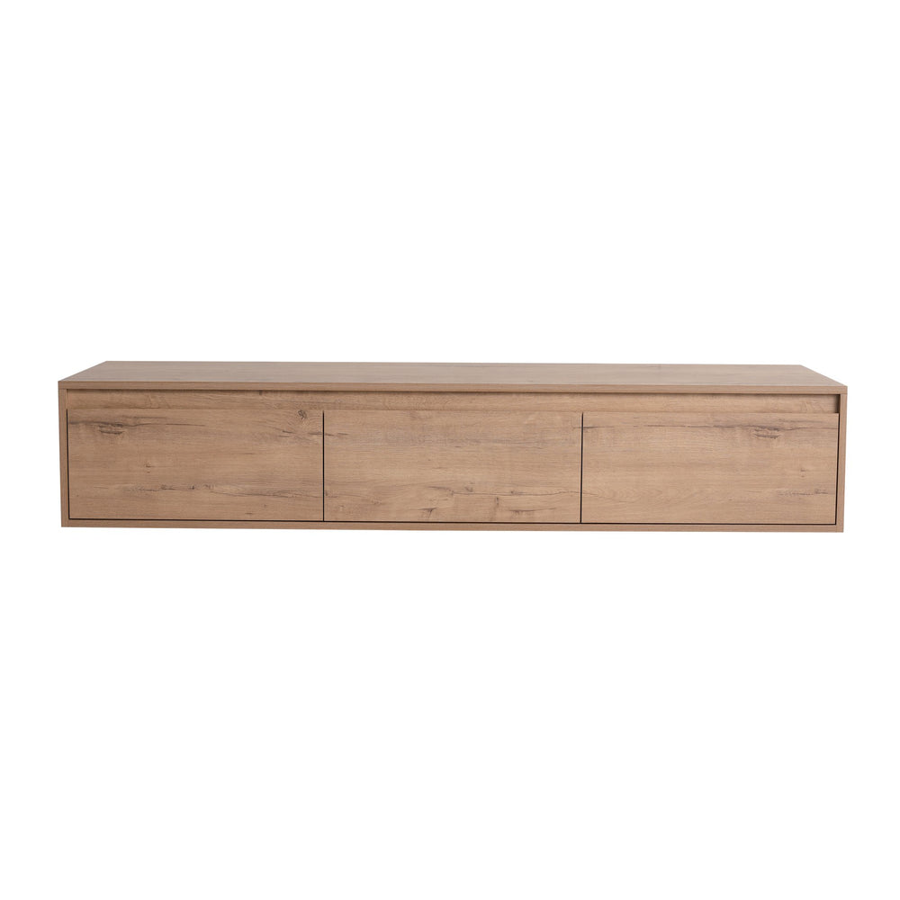 English Elm 60" Wall-Mounted Bathroom Vanity in Imitative Oak with 3 Soft-Close Drawers, Scratch & Water-Resist W999P290398