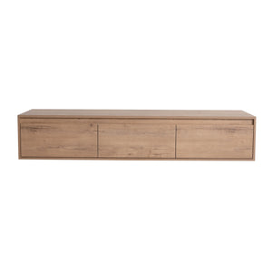 English Elm 60" Wall-Mounted Bathroom Vanity in Imitative Oak with 3 Soft-Close Drawers, Scratch & Water-Resist W999P290398