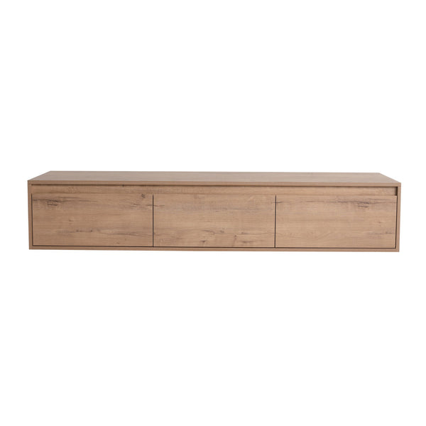 English Elm 60" Wall-Mounted Bathroom Vanity in Imitative Oak with 3 Soft-Close Drawers, Scratch & Water-Resist W999P290398