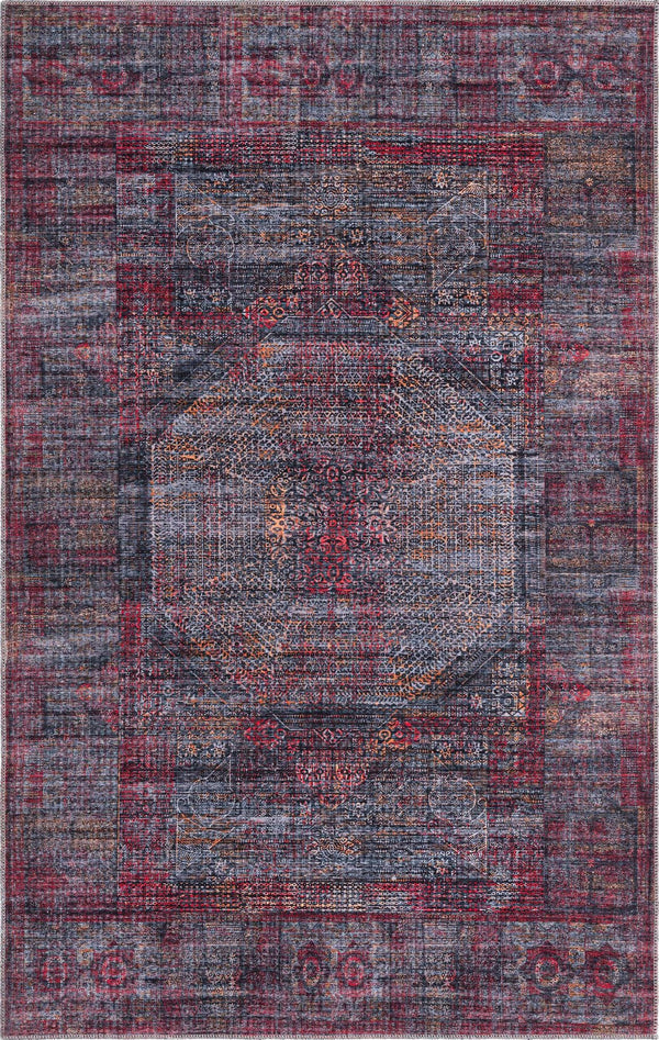 Unique Loom Red Mangata Collection 2' X 5' Runner Rug - Bold Style For Hallways And Entryways With Durability Red,Black  3177542-unique-loom