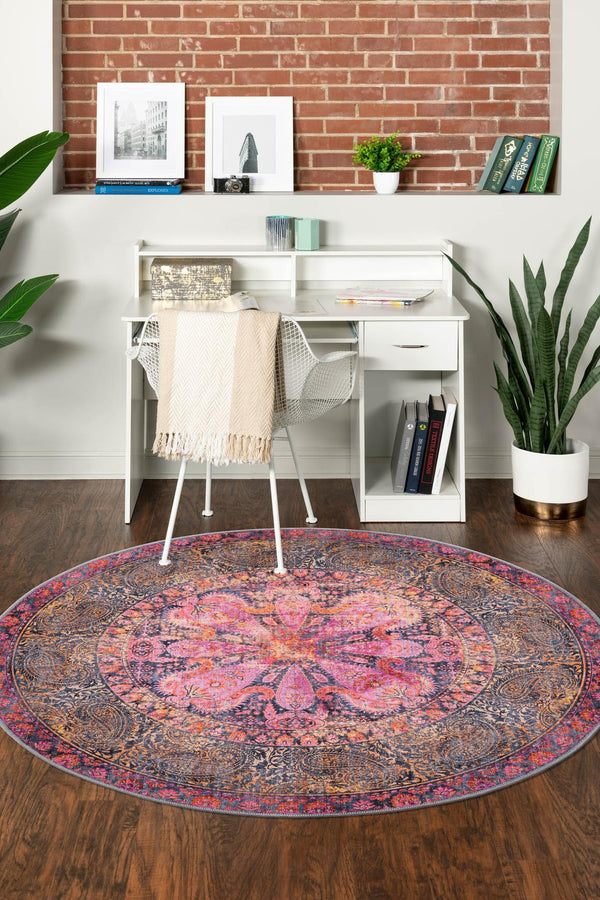 Unique Loom Red Mangata Collection 2' X 5' Runner Rug - Bold Style For Hallways And Entryways With Durability Pink  3177565-unique-loom