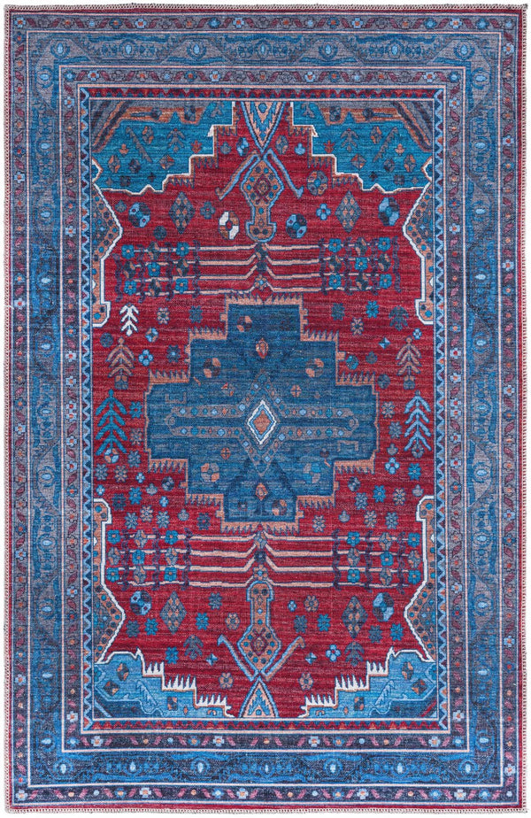 Unique Loom Red Mangata Collection 2' X 5' Runner Rug - Bold Style For Hallways And Entryways With Durability Red,Blue  3177577-unique-loom