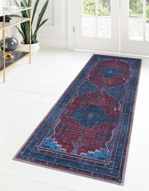 Unique Loom Red Mangata Collection 2' X 5' Runner Rug - Bold Style For Hallways And Entryways With Durability Red,Blue  3177584-unique-loom
