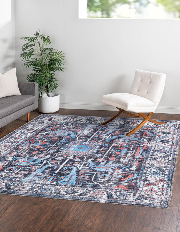 Unique Loom Red Mangata Collection 2' X 5' Runner Rug - Bold Style For Hallways And Entryways With Durability Black  3177596-unique-loom