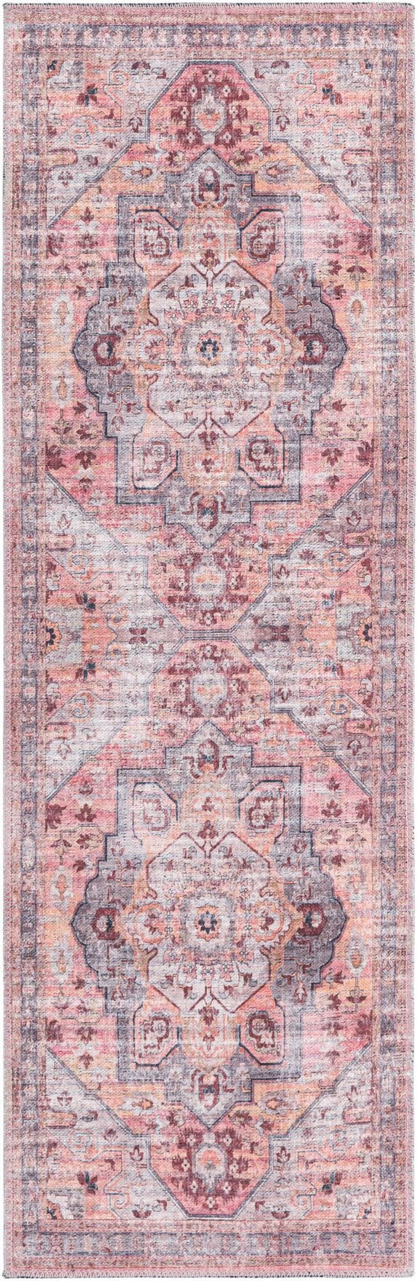 Unique Loom Black 2' X 8' Mangata Runner Rug - Bold, Stylish Design For Hallways And Entryways, Durable Elegance Pink  3177687-unique-loom
