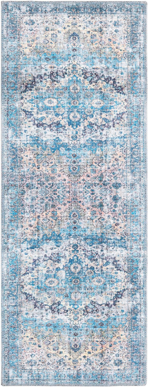 Unique Loom Blue 2' X 5' Mangata Runner - Serene Blue Tone With Durable Construction For Indoor & Outdoor Use Blue  3177720-unique-loom