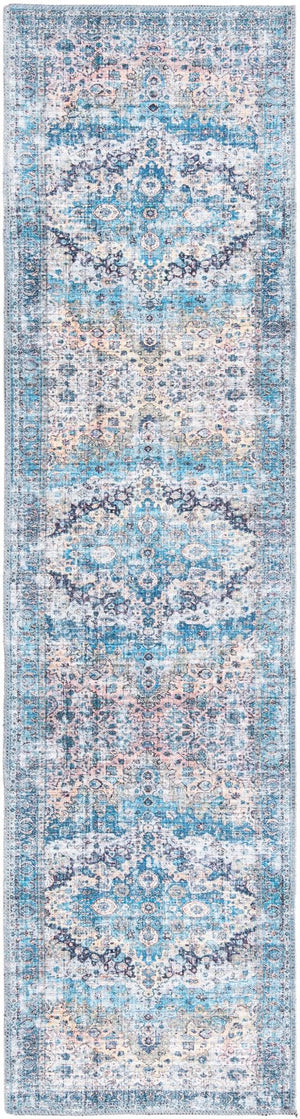 Unique Loom Blue 2' X 5' Mangata Runner - Serene Blue Tone With Durable Construction For Indoor & Outdoor Use Blue  3177722-unique-loom
