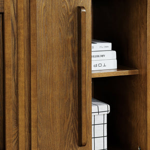 English Elm 47.3" Fluted Sideboard Buffet Cabinet with 2 Doors, Walnut TV Console & Entry Storage with Outlets W1801P288503